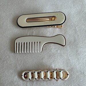 Stylish Hair Clip and Comb clip in Cream and Gold